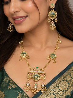 Indumati Heritage Green Necklace Set