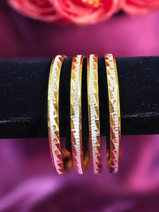 Indiraaz Gold-Silver Bangles - Set of 4 (Size 2.6)