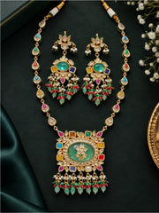Ratnaprabha Navratan Multicolour Long Necklace Set