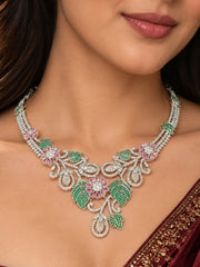 Yolanda Mint Pink & Green Silver Necklace Set