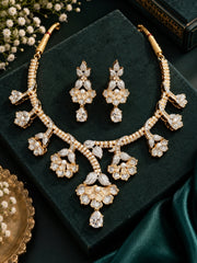 Oleander Pearl & AD Dual Tone Necklace Set