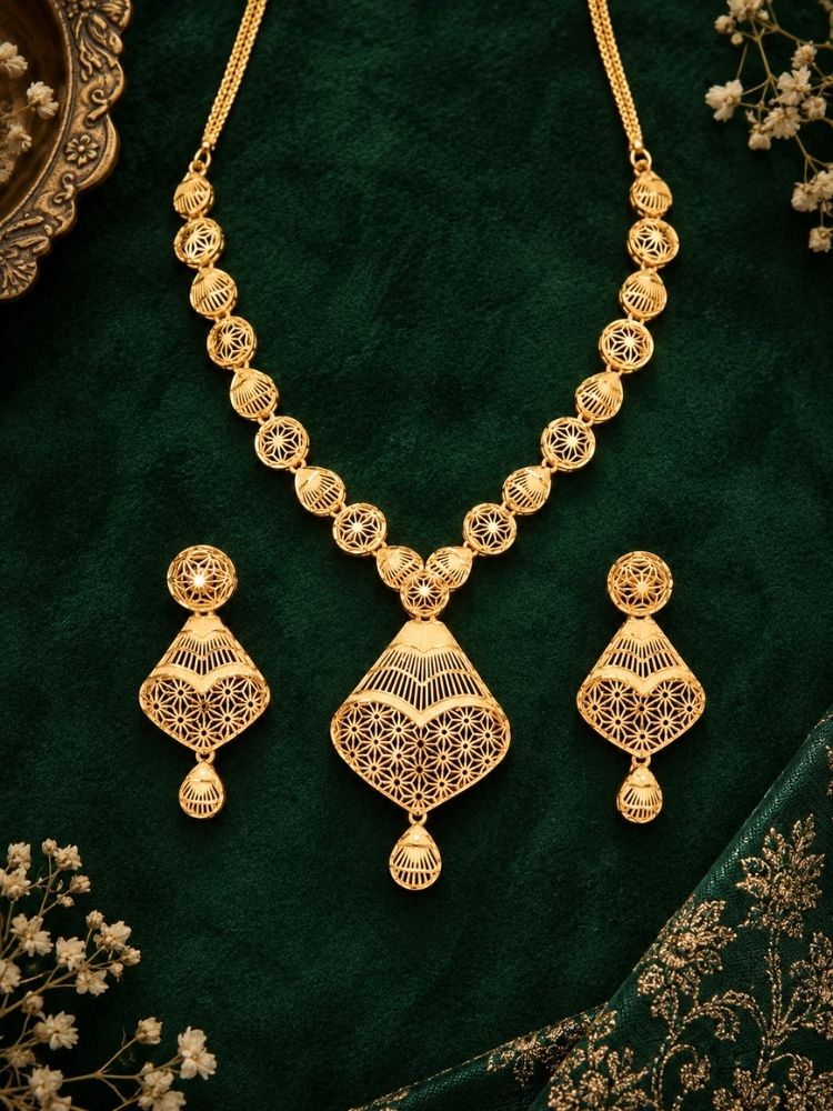 Kanvi Turkish Gold Filigree Necklace Set