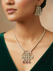 Ambroza Zirconia Red Necklace Set