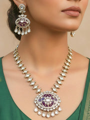 Anuradha Kundan Dark Purple Necklace Set