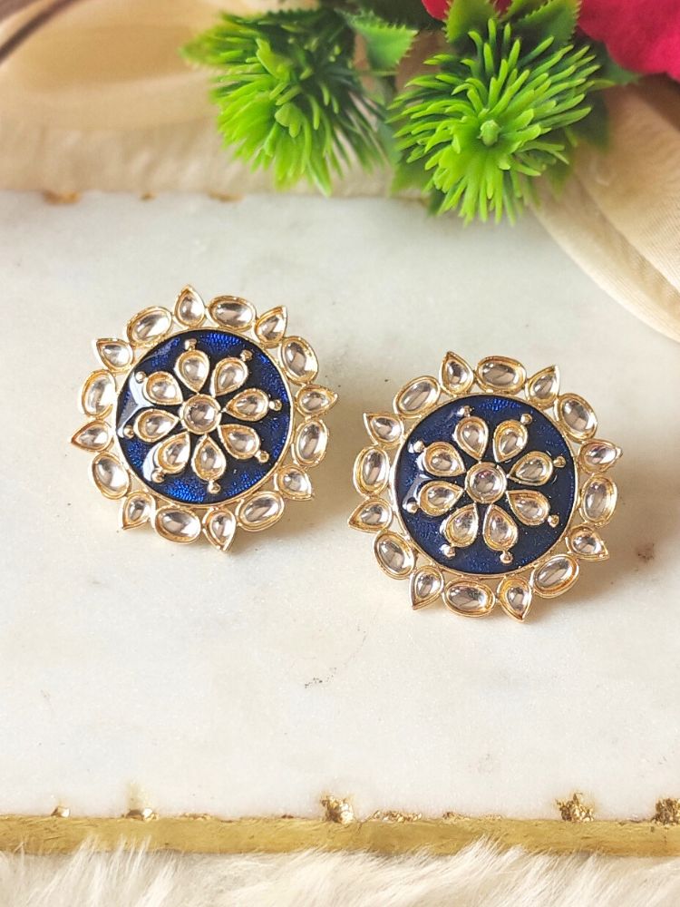 Audrey Navy Blue Earrings – Peacoski