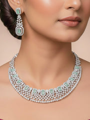 Camille Zirconia Mint Green Necklace Set