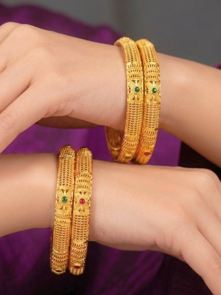 Charita Gold Bangles - Set of 4 (Size 2.8)