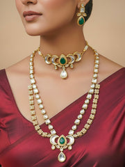 Dark Green Nadira Kundan Necklace Set