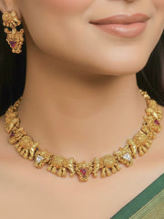 Gajvani Temple Red & White Necklace Set