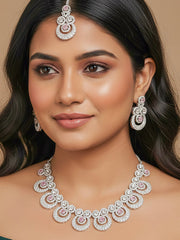 Genevieve Zirconia Mint Pink Necklace Set