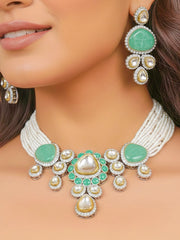 Green Tamanna Kundan Necklace Set
