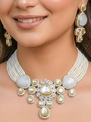 Grey Tamanna Kundan Necklace Set