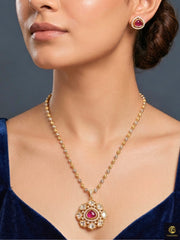 Jiya Ruby Pink Pendant Set