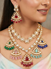 Kanthalata Polki Multi-color Necklace Set