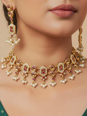 Karnika Ruby Pink Jadau Necklace set