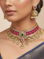 Kavira Pink Choker Necklace Set