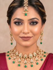 Kundavai Polki Green Necklace Set