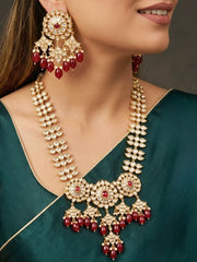 Kuvalaya Polki Ruby Red Necklace Set