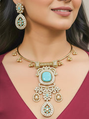 Lupin Zirconia Mint Blue Necklace Set
