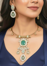 Lupin Zirconia Mint Green Necklace Set