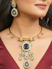 Lupin Zirconia Navy Blue Necklace Set