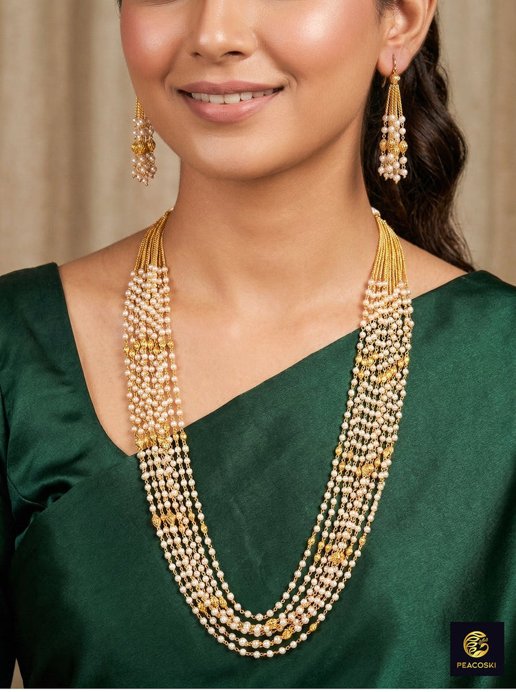 Manimaala White Pearl Necklace Set