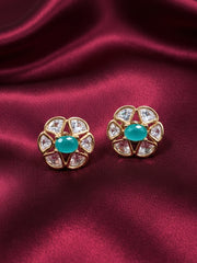 Mint Green Daffodil Polki Earrings