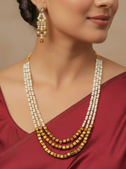 Rita White & Golden Pearl Necklace Set
