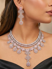 Sahana Zirconia Mint Pink Necklace Set