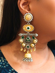 Sanjukta Green Oxidized Earrings