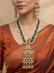 Saubhagya Rajwadi Red & Green Necklace Set
