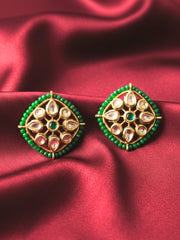 Sharvisha Kundan Dark Green Earrings
