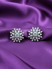 Silver Dahlia Zirconia Earrings