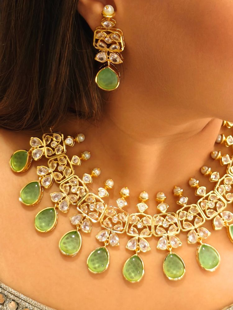 Rani Parrot Green Necklace Set