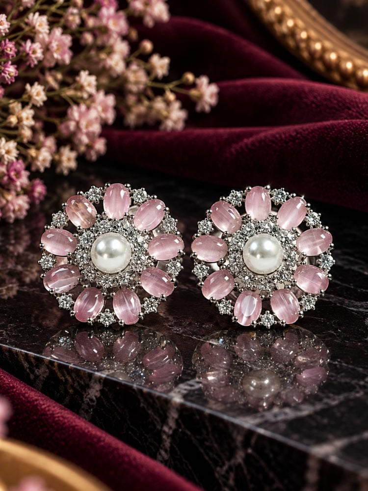 Mint Pink Blossom Earrings