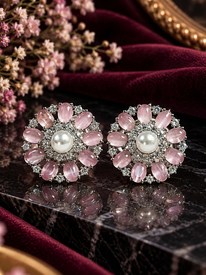 Mint Pink Blossom Earrings