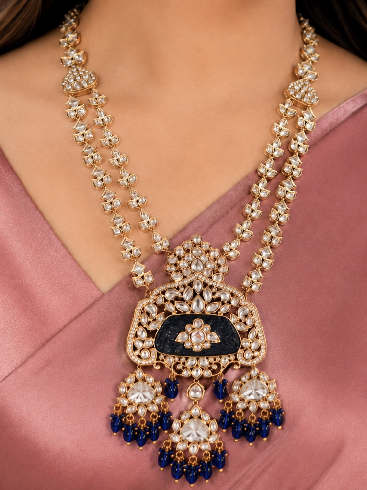 Patalah Polki Navy Blue Necklace Set