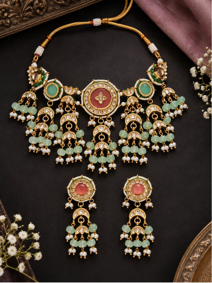 Sukanya Necklace Set (Mint Pink & Green)