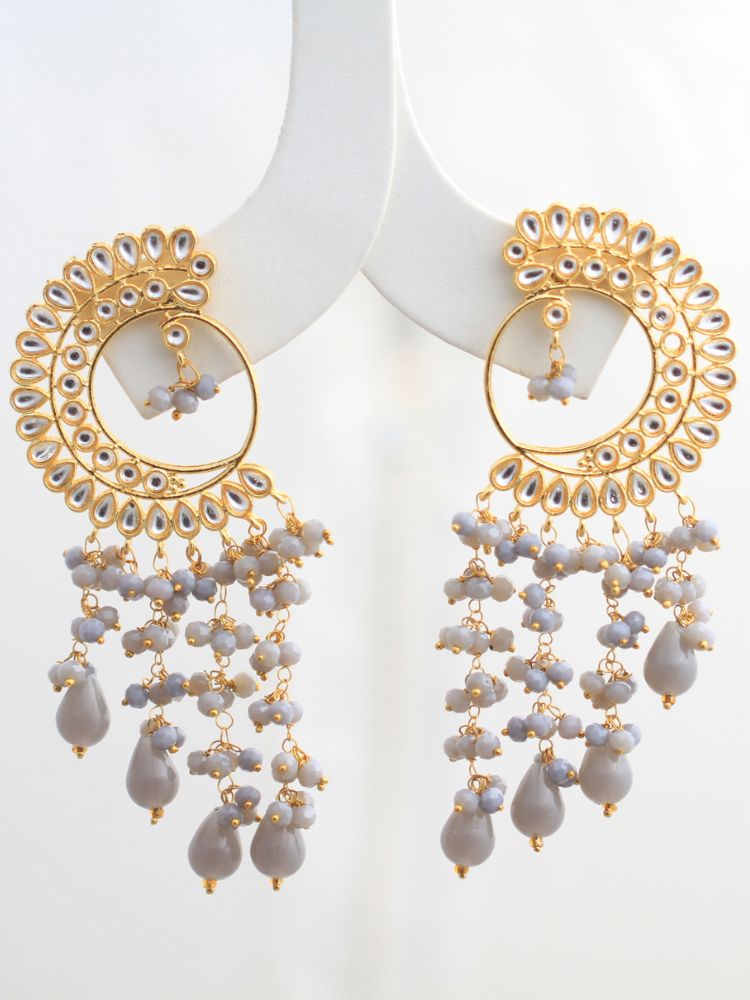 Yashika Grey Long Earrings