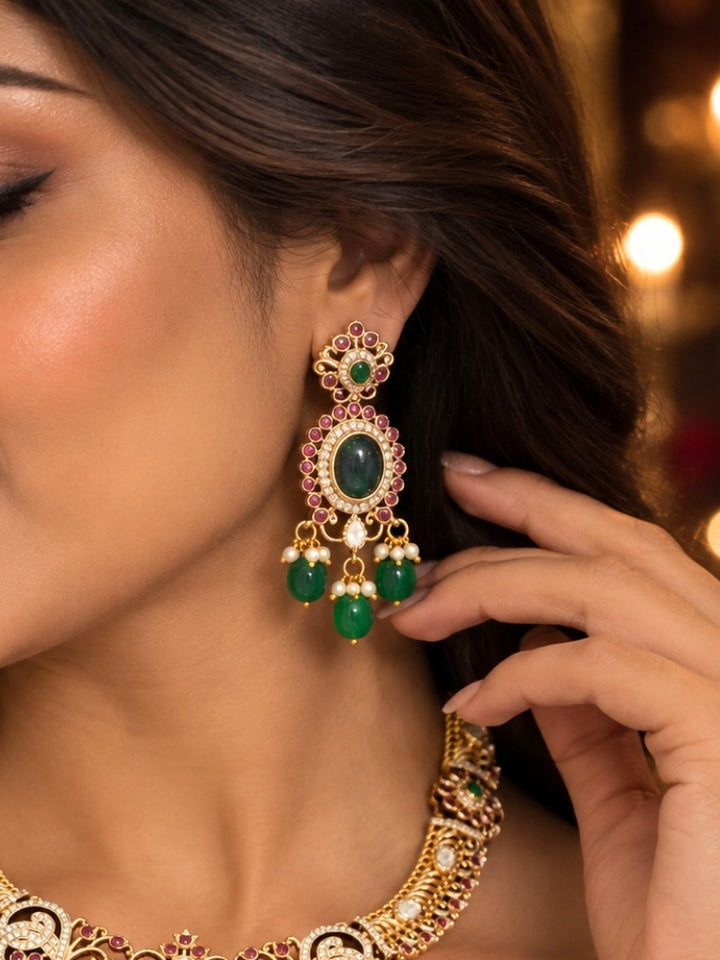 Gulmohar Green Necklace Set