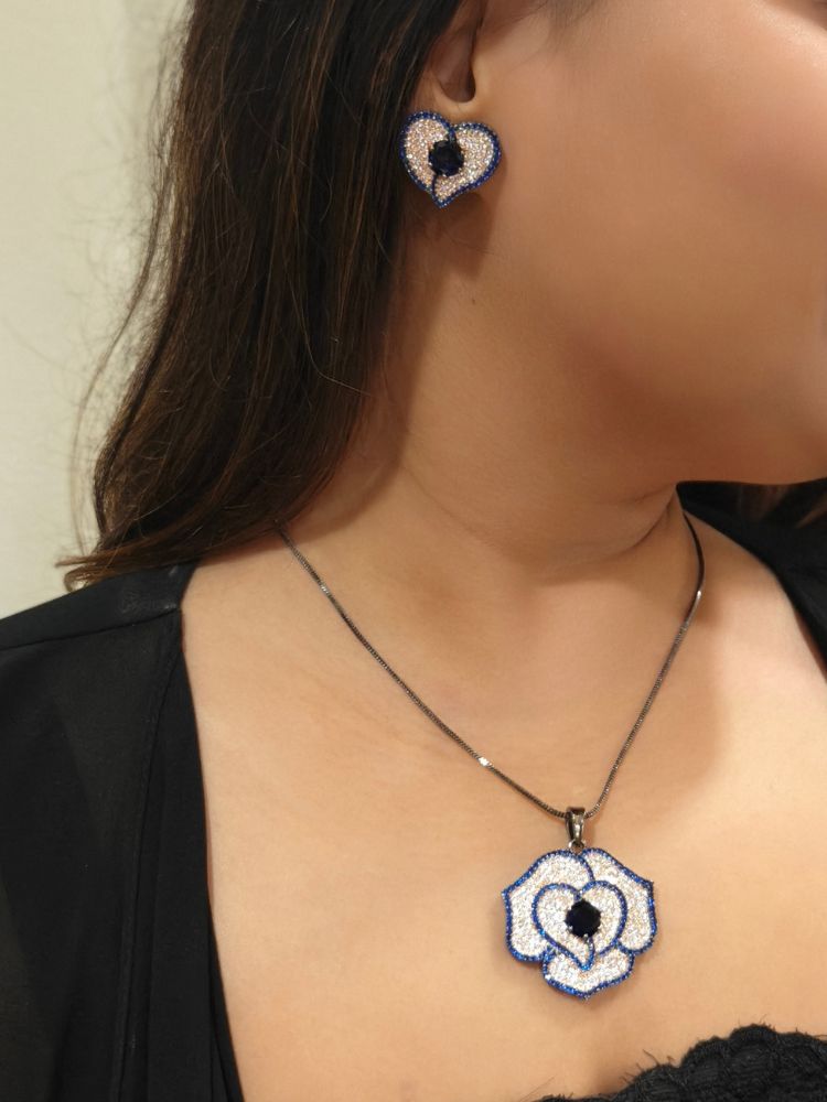 Rose Blue Pendant Set