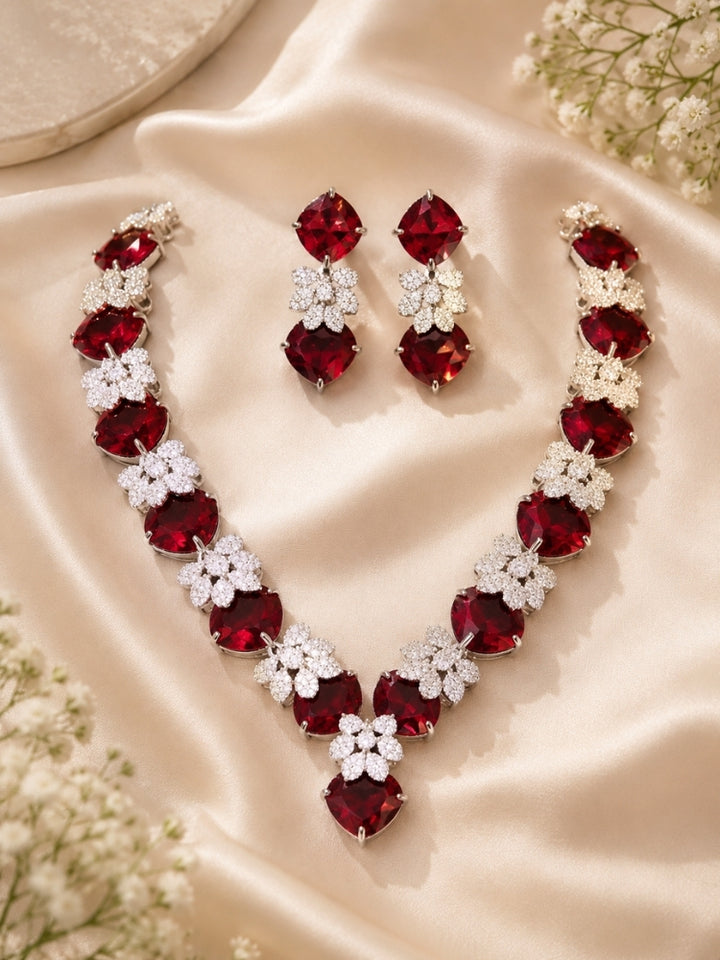 Marisol Ruby & Zirconia Necklace Set