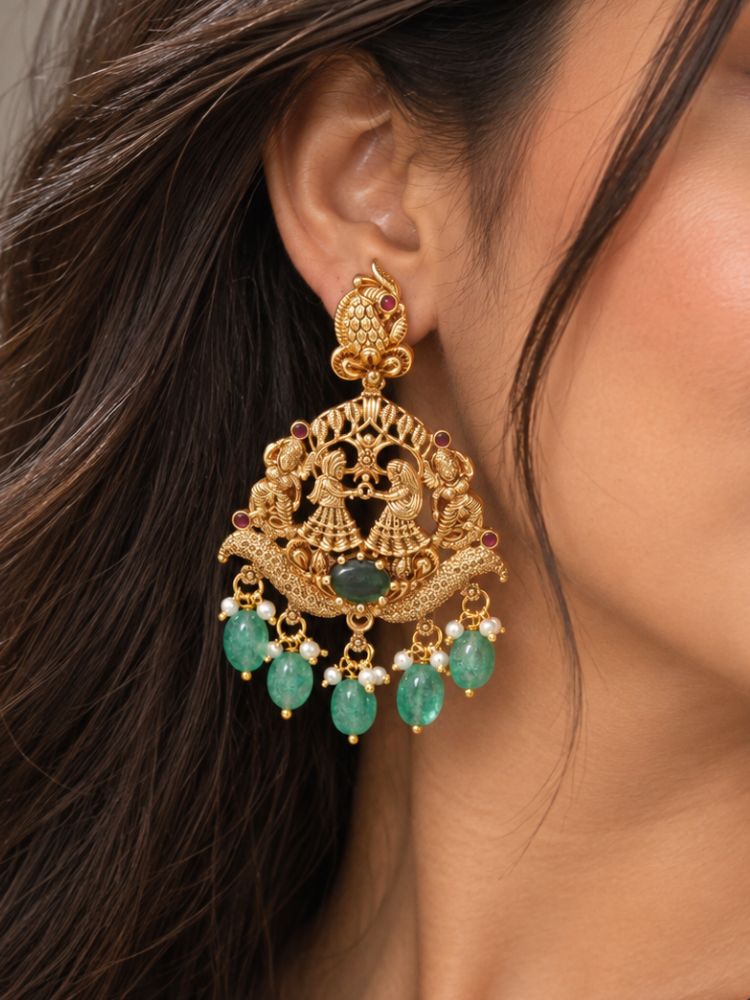 Kantimati Gold Green Necklace Set