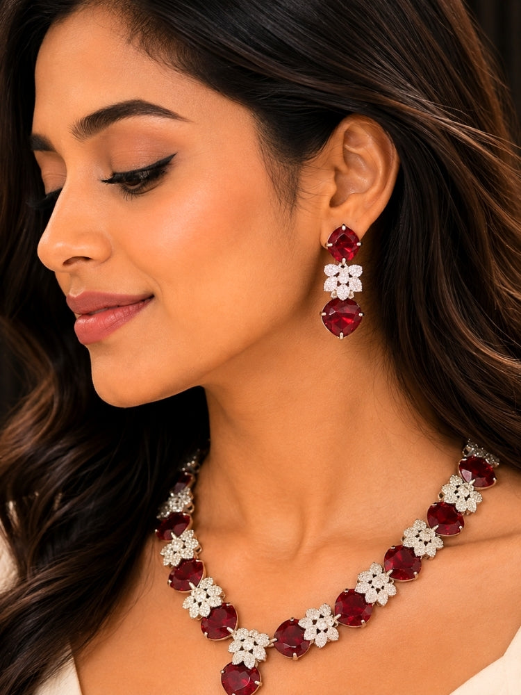 Marisol Ruby & Zirconia Necklace Set