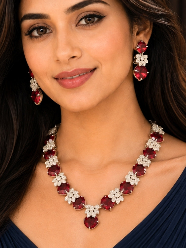 Marisol Ruby & Zirconia Necklace Set