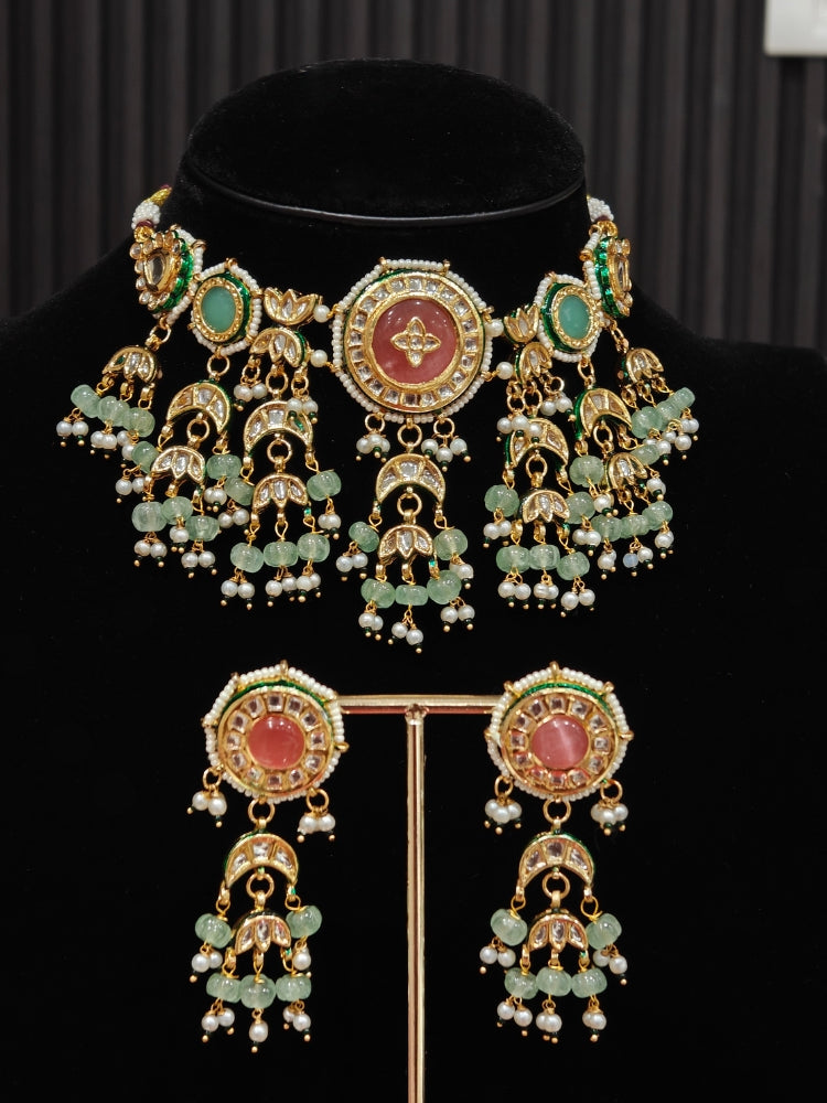 Sukanya Necklace Set (Mint Pink & Green)
