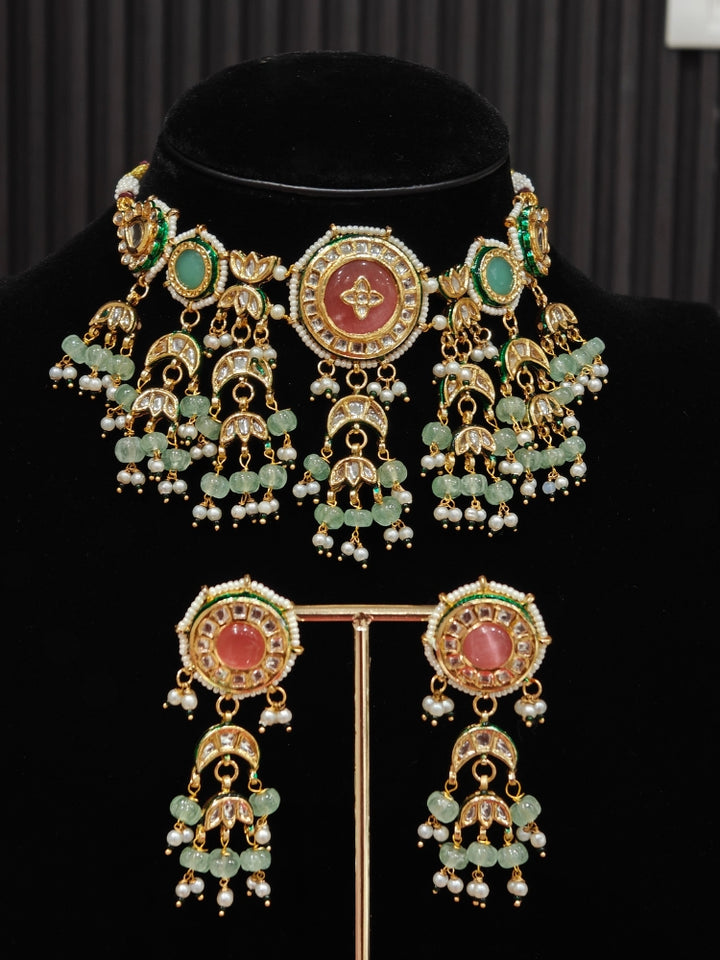 Sukanya Necklace Set (Mint Pink & Green)