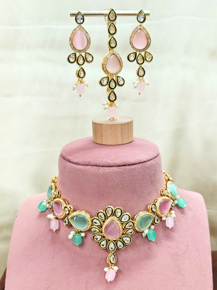 Pink & Green Aurora Necklace Set