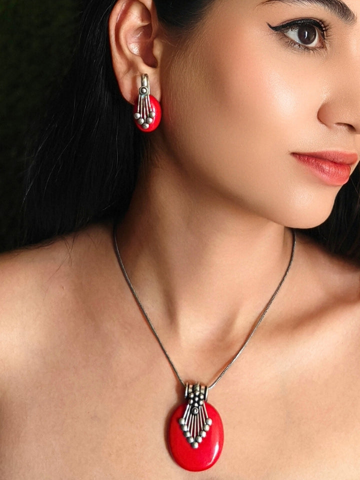 Mandy Red  Pendant Set