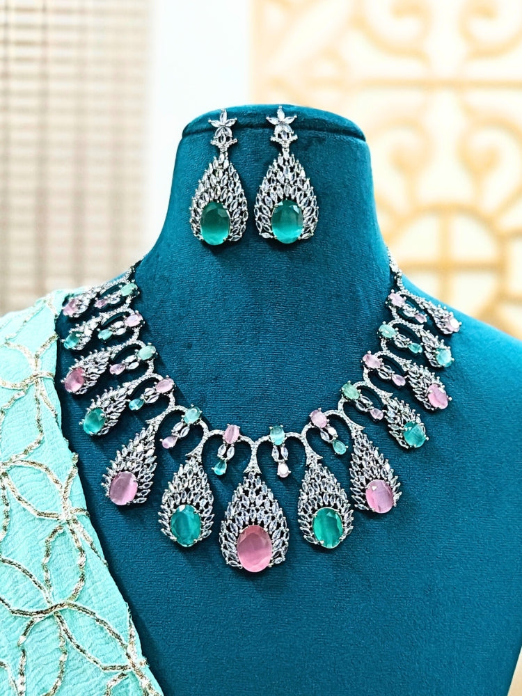 Monalisa Pink & Green Necklace Set